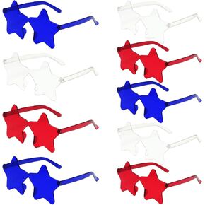 Independence Day Star Shaped Rimless Sunglasses Transparent Pentagram Glasses 4th of July Disco Glasses
