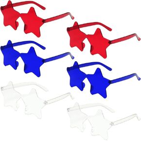Independence Day Star Shaped Rimless Sunglasses Transparent Pentagram Glasses 4th of July Disco Glasses