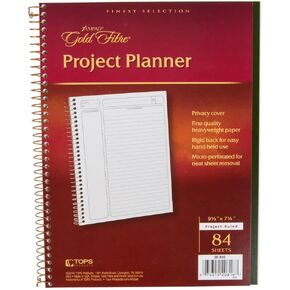 TableTop King 20-816 Gold Fibre 7 1/4" x 9 1/2" Wirebound Project Planner with Green Cover - 6/Pack