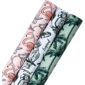 RUSPEPA Wrapping Paper Rolls - Mini Roll - 17 inches x 10 feet per Roll, Total of 3 Rolls - Summer Design