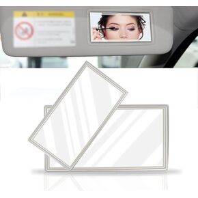 2 PCS Car Sun Visor Vanity Mirror Kit, Self-adhesive Hands-free Viewing Rear Seat Headrest Mirror, Multi-functional Auxiliary Travel Accessory, Compatible with Most Car Models (Transparent)