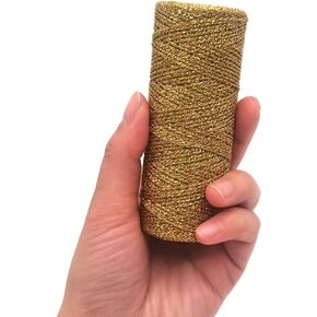 INSPIRELLE 110 Yards Gold Bakers Twine 1.5mm Christmas Decorative String Inelastic Cord for Gift Wrapping Tags Hanging and Crafts