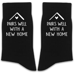 Pairs Well With A New Home Socks - Housewarming Funny Gifts For Newlyweds, Friends, New Homeowners, Novelty Socks For Men and Women, 1 Pairs. (162)