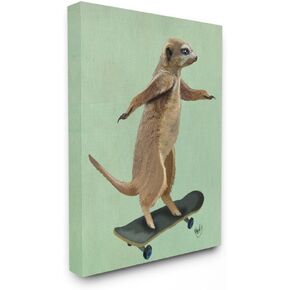 Stupell Industries Meerkat On Skateboard Illustration Canvas Wall Art, 16 x 20, Multi-Color