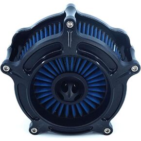 Motorcycle Turbine Air Cleaner Intake Filter Cnc Cut Kit Black for Harley Sportster XL 883 XL 1200 2007-2018 Fitment A (Blue)
