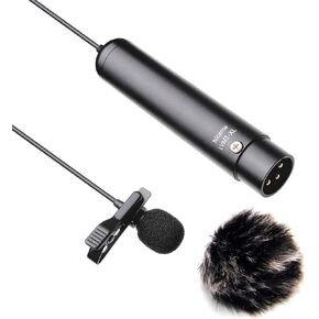 Nicama XLR Lavalier Microphone with Windscreen Muff Phantom Power Lapel Microphone for Canon Sony Panasonic Camcorders Zoom H4n H5 H6 Tascam DR-40 DR-60D DR-70D Audio Recorders Mixer (6.5 fts)
