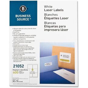 Business Source White Laser Shipping Labels - Pack of 600 (21052)