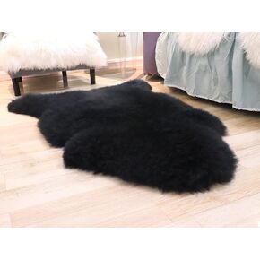Woolous Genuine New Zealand Sheepskin Double Pelt Rug- Handmade Sheep Skin Runner Rug, Soft Thick Natural Bedside Area Rug for Bedroom and Living Room Decor, (2x6 ft, Gray)