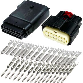 Molex 16 Pin Wire Connector, Harley BLACK Waterproof, Sealed Kit, MX150