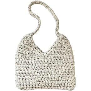 Women's Summer Beach HandBag Cotton Rope Vacation Hand- Woven Shoulder Bag Purse Dumpling Bag