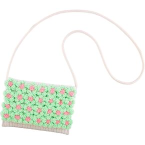 CHIC DIARY Women's Handwoven Crossbody Bag Woven Cotton Crochet Purse Small Beach Shoulder HandBag with Flower