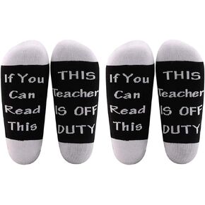 LEVLO Teacher Appreciation Gifts Teacher Socks If You Can Read This Teacher Is Off Duty Socks End Of School Gift