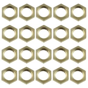 Hex Lock Nut LUORNG 20pcs 1/8Inch Female Thread Brass Flange Lock Nut Gold Brass Thin Nut