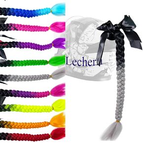 Girls Braids Ponytail Extension with Suction Cup for Helmet 1PC Helmet Accessories Helmet Hair with Bowknot Helmet Pigtails for Motorcycle Bicycle Ski Helmet 22inch(Helmet Not Included)
