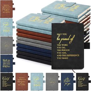 Fulmoon 10 Pcs Thank You Gifts A5 Leather Journal Notebook Inspirational Notebook Bulk Team Appreciation Gifts for Employee Coworker Teacher Student Graduation Supplies(Classic)