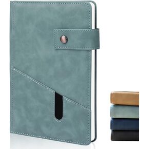 Hardcover A5 Leather Journal Notebook for Women Men, Front Pocket Journals for Writing, 100gsm 200 Pages Thick Lined Notebooks for Note Taking, Work, Business,Travel,Office, School, Daily Journal