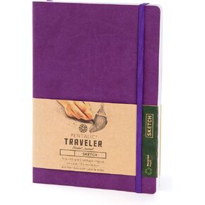 Pentalic 6" x 8" Pocket Sketchbook Traveler Journal, 160 Pages, Purple