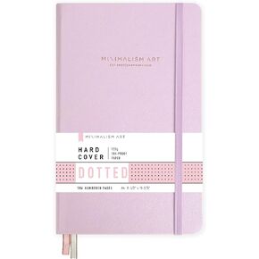 Minimalism Art, Premium Hard Cover Notebook Journal, X-Large Size, Master A4 8.3" x 11.4", 186 Numbered Pages, Gusseted Pocket, Ribbon Bookmark, Extra Thick Ink-Proof Paper 120gsm (Dotted, White)