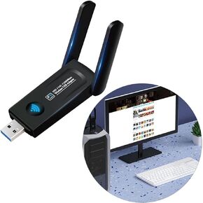 1200M Dual Band WiFi Adapter USB3.0 Interface, Plug and Play USB Network Card, 2.4GHz/5GHz Dual Band, Portable, PVC and Metal Material
