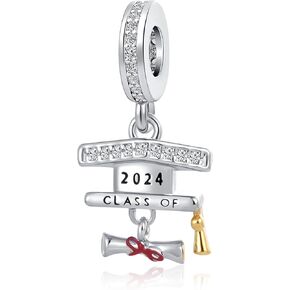 Graduation 2023 Girl Gift Charm Graduate Bachelor's Hat Scroll Bead for Pandora Bracelet