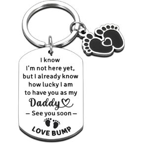 New Expecting Dad First Time Fathers Day New Dad Pregnancy Announcement First Time Dad Gifts Keychain with Baby Footprint Charm Fathers Day New Dad Gifts from Wife Daddy to Be Christmas Birthday Gifts