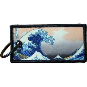The Great Wave Off Kanagawa Keychain - Woven Material - Metal Key Ring