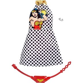 Barbie Clothes: Wonder Woman Outfit Doll, Graphic Polka-Dotted Dress, Fanny Pack and Bangle, Gift for 3 to 8 Year Olds