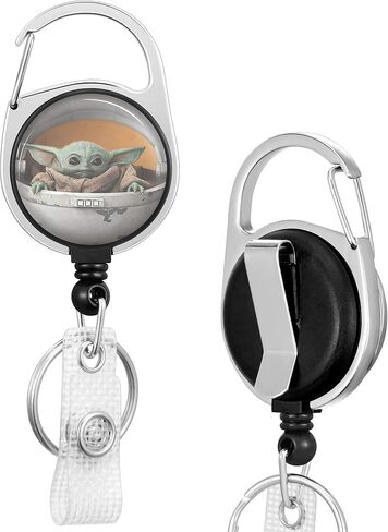 Jupswan Badge Reels Holder Retractable Keychain Heavy Duty with ID Clip for Key Card Name Tag Cute Cartoon Nurse Work Office Key Retractor Leash Black Metal Carabiner Belt Clip ZJK252 in Saudi Arabia