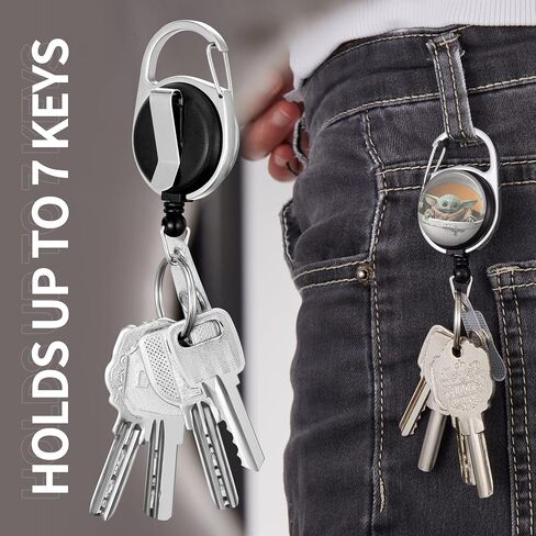 Jupswan Badge Reels Holder Retractable Keychain Heavy Duty with ID Clip for Key Card Name Tag Cute Cartoon Nurse Work Office Key Retractor Leash Black Metal Carabiner Belt Clip ZJK252 in Saudi Arabia