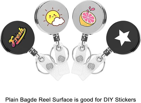 4 Pack Heavy Duty Retractable Badge Holder Reel, Metal ID Badge Reel with Clip & Key Ring for ID Key Card Badge & Name Card Keychain - Belt Clip, 27 inches Steel Wire Cord (Black) in Saudi Arabia