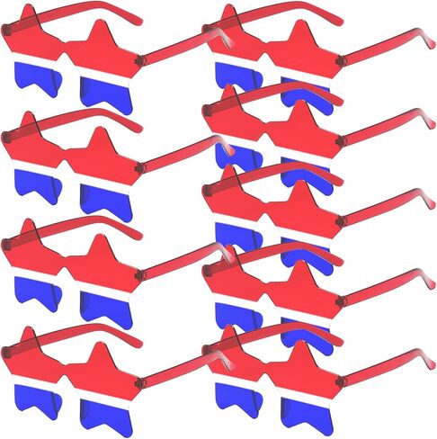Independence Day Star Shaped Rimless Sunglasses Transparent Pentagram Glasses 4th of July Disco Glasses in Saudi Arabia