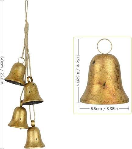 Christmas Bells, 4 Pcs Metal Bells, Christmas Decor Cowbell Home Decor, Garden Decor Door Decor Room Decor Golden Bells Cowbell Gifts for Women in Kuwait