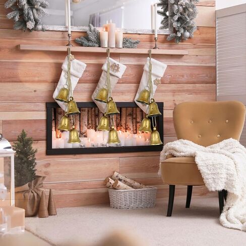 Christmas Bells, 4 Pcs Metal Bells, Christmas Decor Cowbell Home Decor, Garden Decor Door Decor Room Decor Golden Bells Cowbell Gifts for Women in Kuwait