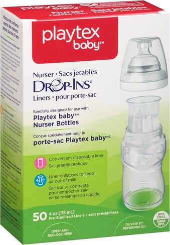 زجاجات رضاعة الأطفال من بلايتكس، بطانات قابلة لإعادة التدوير للاستعمال مرة واحدة، معقمة مسبقًا، 118 مل، 50 قطعة in Kuwait