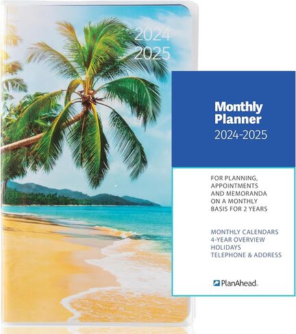 PlanAhead Pocket Planner 2024-2025 - 2 Year Pocket Calendar for Purse - 6.25"x3.75" Monthly Planner With Flexible Cover, Yearly Overview, & Notes Pages - No Color Selection Available, Chosen Randomly in Saudi Arabia