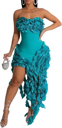 LKOUS Womens Wedding Dresses for Bride 2024, Irregularly Tube Club Party Dress in Saudi Arabia