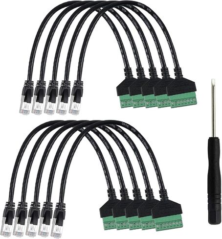 10 قطع RJ45 ذكر إلى 8 دبوس محول طرفي لولبي، 1 قدم RJ45 8p8c إلى 8Pin بولت موصل طرفي لـ Cat 5/5e/6 موسع إيثرنت CCTV محول شبكة DVR الرقمي (ذكر) in Kuwait