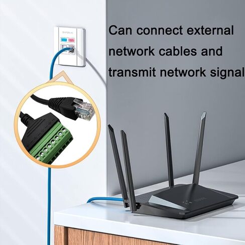 10 قطع RJ45 ذكر إلى 8 دبوس محول طرفي لولبي، 1 قدم RJ45 8p8c إلى 8Pin بولت موصل طرفي لـ Cat 5/5e/6 موسع إيثرنت CCTV محول شبكة DVR الرقمي (ذكر) in Kuwait