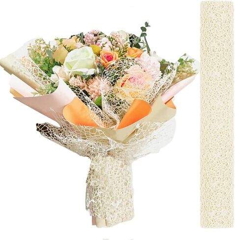 Flower Wrapping Mesh Paper Iregular Hollow Net Wrapper Floral Bouquet Paper Fresh Flower Packaging Sheet Florist Wrap Supplies for Birthday Wedding Valentine's Day in Saudi Arabia