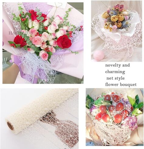 Flower Wrapping Mesh Paper Iregular Hollow Net Wrapper Floral Bouquet Paper Fresh Flower Packaging Sheet Florist Wrap Supplies for Birthday Wedding Valentine's Day in Saudi Arabia