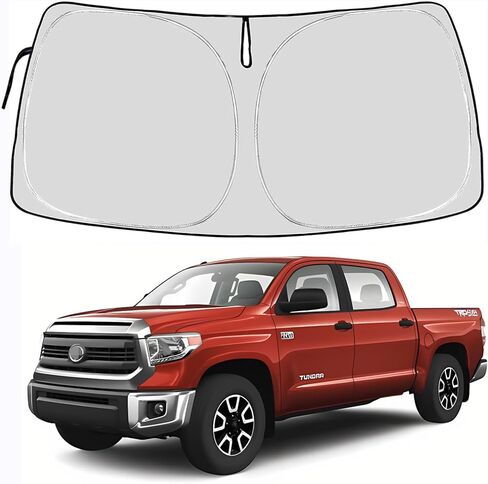 غطاء شمسي مناسب للزجاج الأمامي لسيارة Toyota Tundra 2007-2021,2022-2024 Limited SR5 Platinum TRD Pro 4-Layer Sunshade Pickup Sun Visor 240T Shade Blocks UV Rays اكسسوارات السيارات in Kuwait