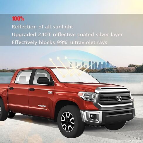 غطاء شمسي مناسب للزجاج الأمامي لسيارة Toyota Tundra 2007-2021,2022-2024 Limited SR5 Platinum TRD Pro 4-Layer Sunshade Pickup Sun Visor 240T Shade Blocks UV Rays اكسسوارات السيارات in Kuwait
