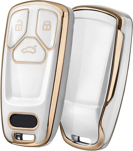 ELOHEI for Audi Key Fob Cover, Premium Soft TPU 360 Degree Full Protection Key Case Accessories Compatible with Audi A4 Q7 Q5 TT A3 A6 SQ5 R8 S5 Smart Key(Color Fiber Black) in Saudi Arabia
