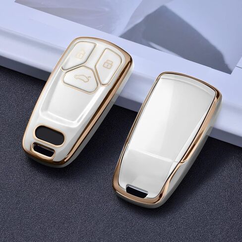 ELOHEI for Audi Key Fob Cover, Premium Soft TPU 360 Degree Full Protection Key Case Accessories Compatible with Audi A4 Q7 Q5 TT A3 A6 SQ5 R8 S5 Smart Key(Color Fiber Black) in Saudi Arabia
