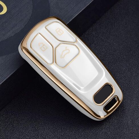 ELOHEI for Audi Key Fob Cover, Premium Soft TPU 360 Degree Full Protection Key Case Accessories Compatible with Audi A4 Q7 Q5 TT A3 A6 SQ5 R8 S5 Smart Key(Color Fiber Black) in Saudi Arabia