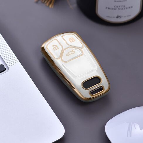 ELOHEI for Audi Key Fob Cover, Premium Soft TPU 360 Degree Full Protection Key Case Accessories Compatible with Audi A4 Q7 Q5 TT A3 A6 SQ5 R8 S5 Smart Key(Color Fiber Black) in Saudi Arabia