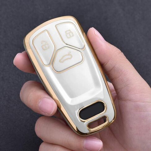 ELOHEI for Audi Key Fob Cover, Premium Soft TPU 360 Degree Full Protection Key Case Accessories Compatible with Audi A4 Q7 Q5 TT A3 A6 SQ5 R8 S5 Smart Key(Color Fiber Black) in Saudi Arabia