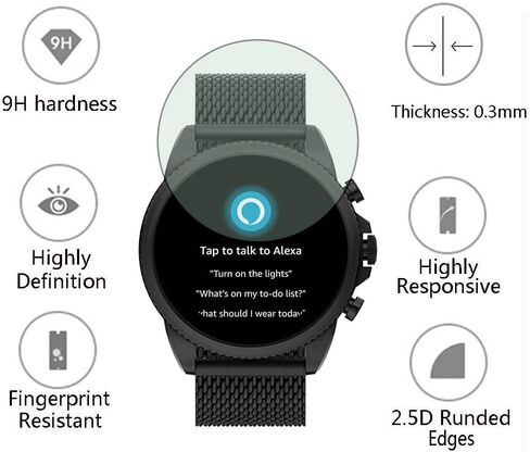 Watch Screen Protector (3+2Pack) Compatible with Fossil Gen 6 44mm, Tempered Glass Film Anti-Scratch High Definition Full Coverage and Soft TPU Protective Case in Saudi Arabia