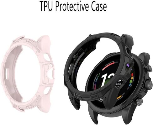 Watch Screen Protector (3+2Pack) Compatible with Fossil Gen 6 44mm, Tempered Glass Film Anti-Scratch High Definition Full Coverage and Soft TPU Protective Case in Saudi Arabia
