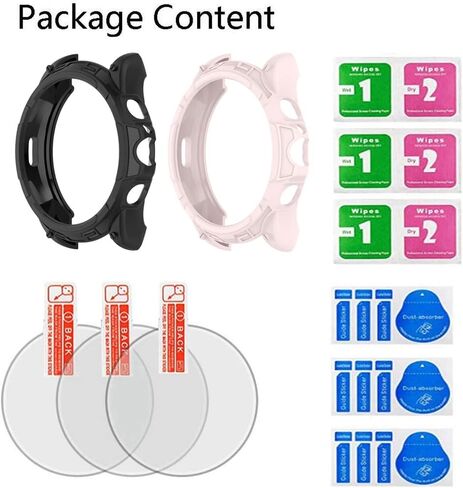Watch Screen Protector (3+2Pack) Compatible with Fossil Gen 6 44mm, Tempered Glass Film Anti-Scratch High Definition Full Coverage and Soft TPU Protective Case in Saudi Arabia